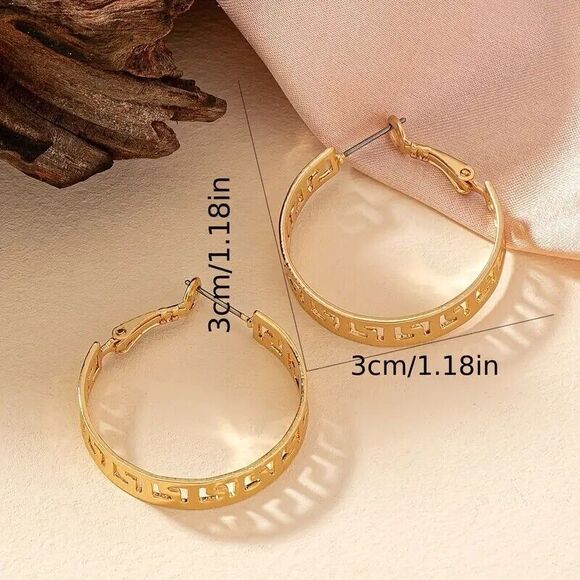 Greek Key Hoop Earrings, BEST SELLER on AMAZON - Picture 4 of 5